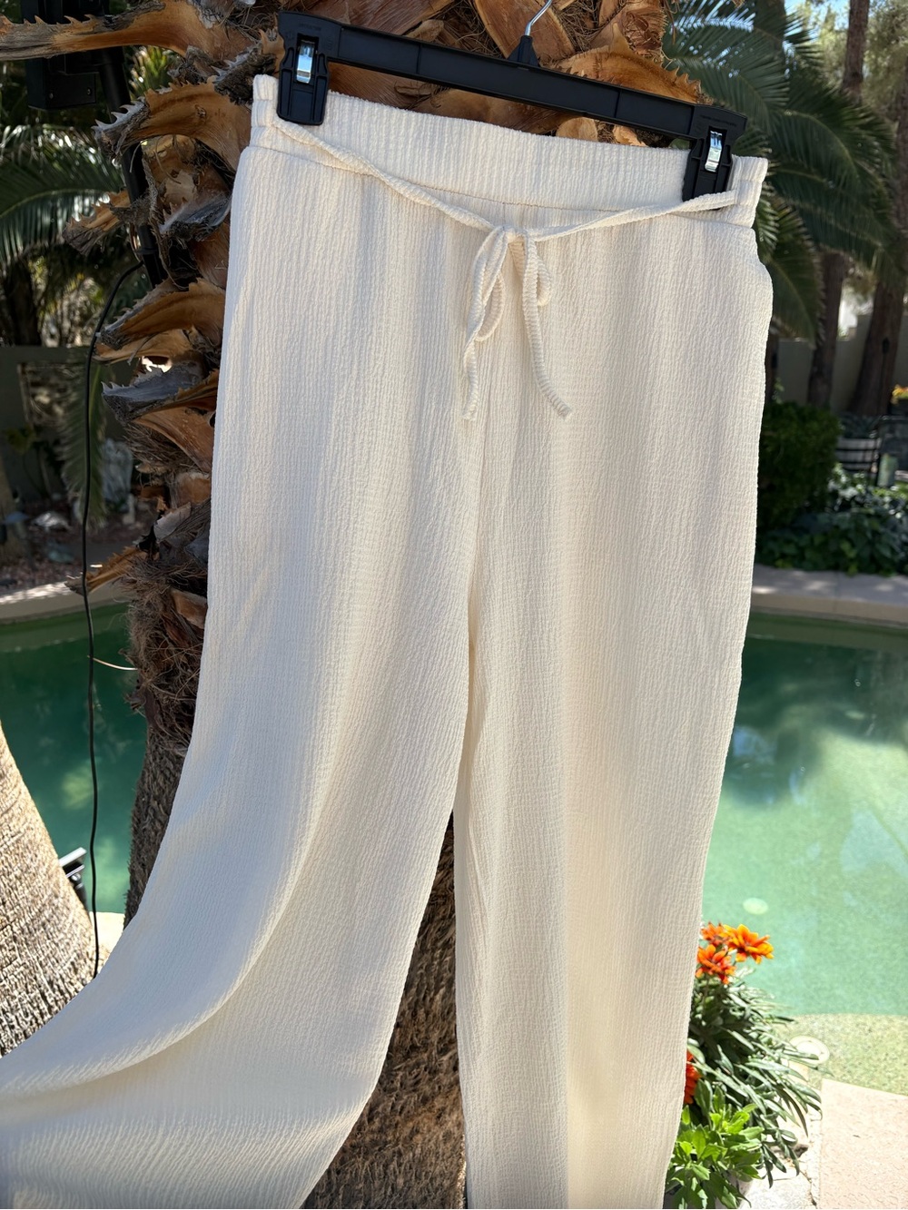 Cream Drawstring Wide-Leg Pants - Picture 2 of 5